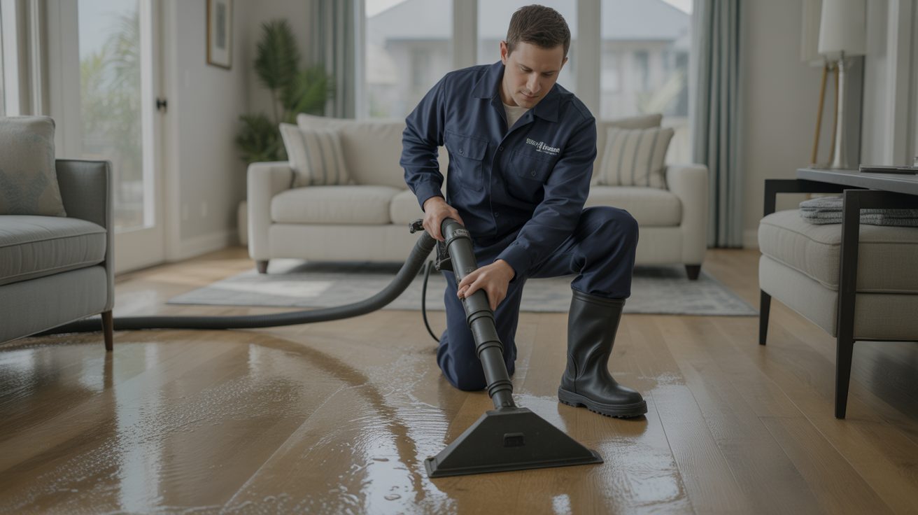 Water Damage Restoration technician working on-site in Sunshine Coast